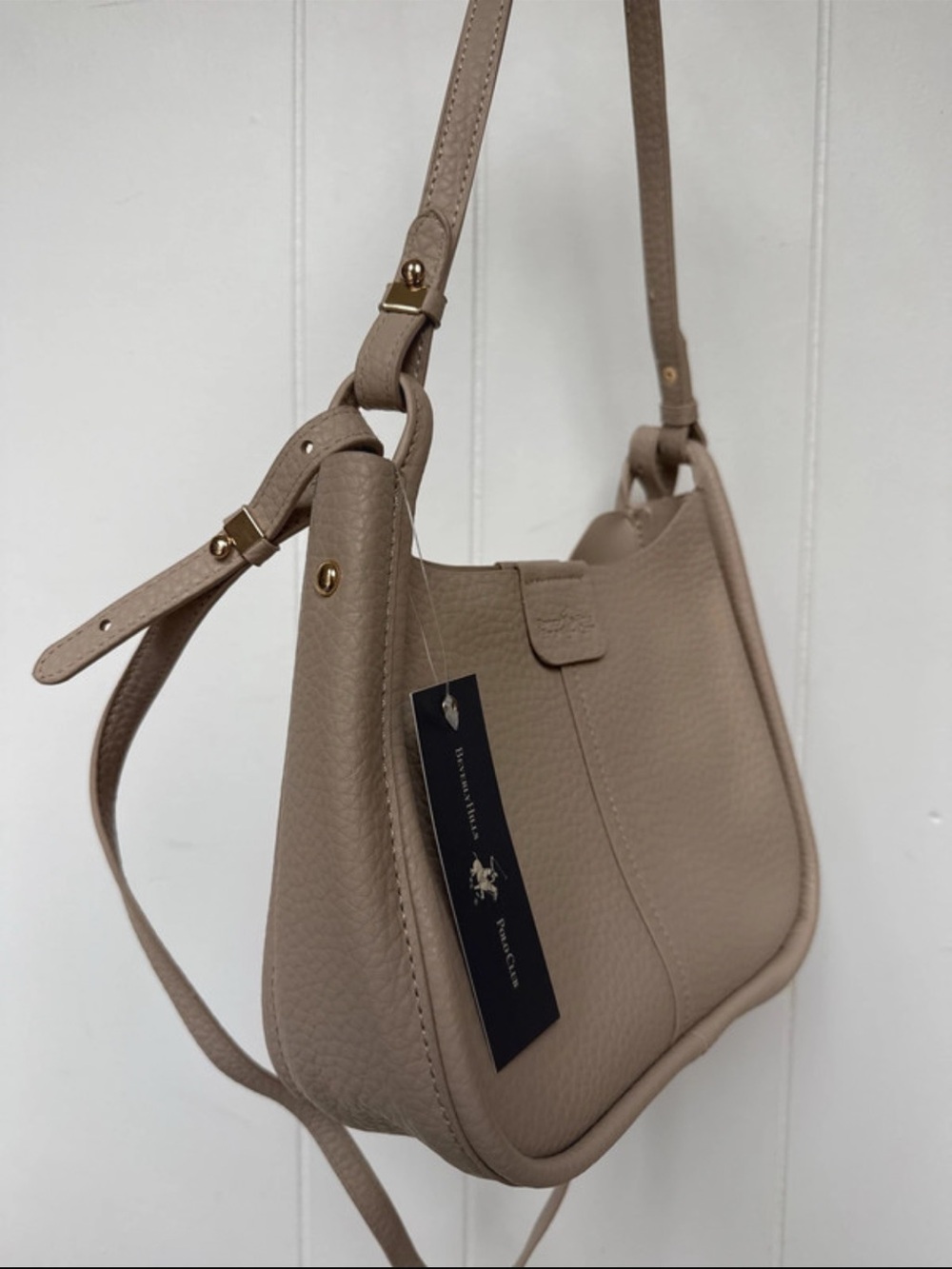 Beverly Hills Polo Club Taupe Pebble-Textured Shoulder Bag